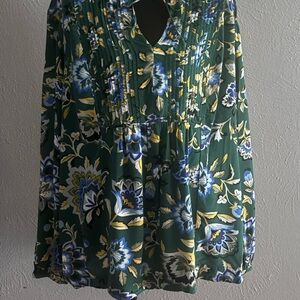 Old Navy Green Floral Top XL casual blouse